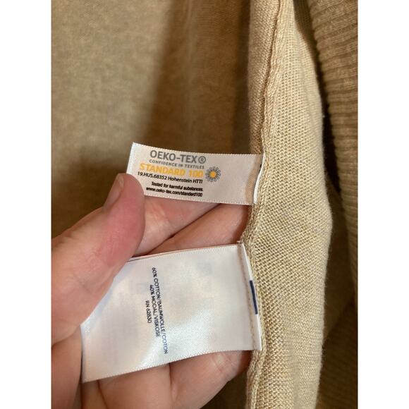 Land's End Sweater Womens Medium Beige Open Front Long Line Cardigan Neutral - Picture 12 of 13